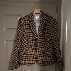 J. Crew Brown and Black Houndstooth Blazer
